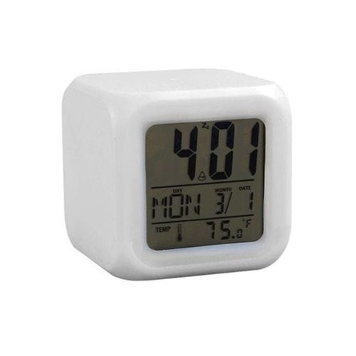 7 Colors Led Changing Digital Alarm Clock White