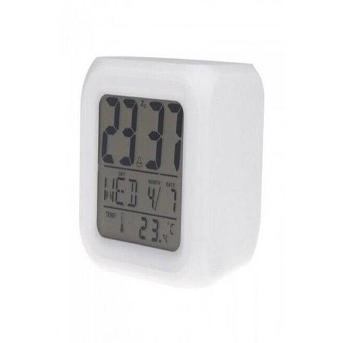 Glowing Led 7 Color Change Digital Alarm Clock White