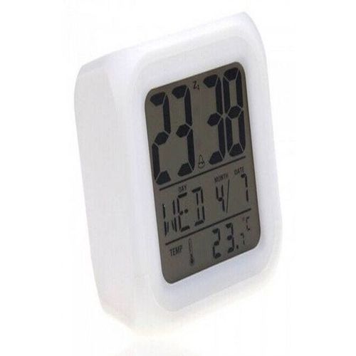 Glowing Led 7 Color Change Digital Alarm Clock White