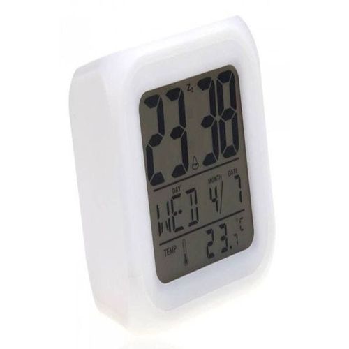 Glowing Led 7 Color Change Digital Alarm Clock White