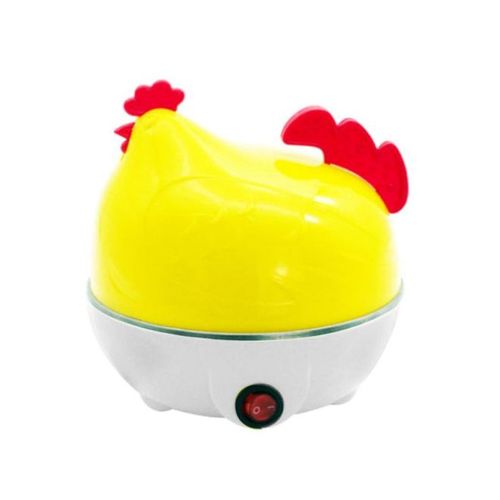 Electric Chicken Shape 7 Holes Egg Boiler Steamer Yellow/Silver 16 x 16 x 15.8centimeter