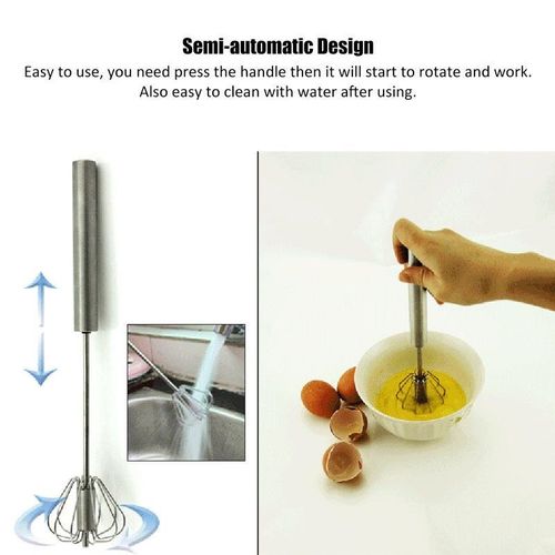 Stainless Steel Semi-Automatic Egg Beater Mixing Tool multicolour 35.5*7*7cm