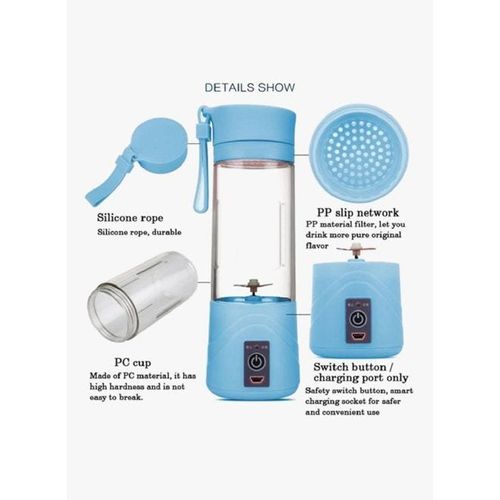 Rechargeable Mini Electric Blender HM-03 Blue/Clear