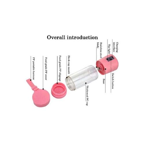 Mini Rechargeable Smoothie Maker Machine 180 W T-Bottle-1021 Pink/Clear/Silver