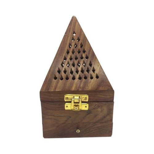 Pyramid Shape Incense Burner Holder Brown 15x9centimeter