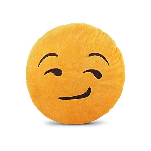 Grin Emoticon Cushion Polyester Yellow/Black Standard