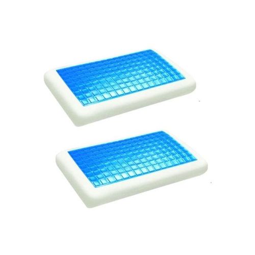 Pack Of 2 Cool Gel Memory Foam Pillow Microfiber Blue/White 40x70centimeter