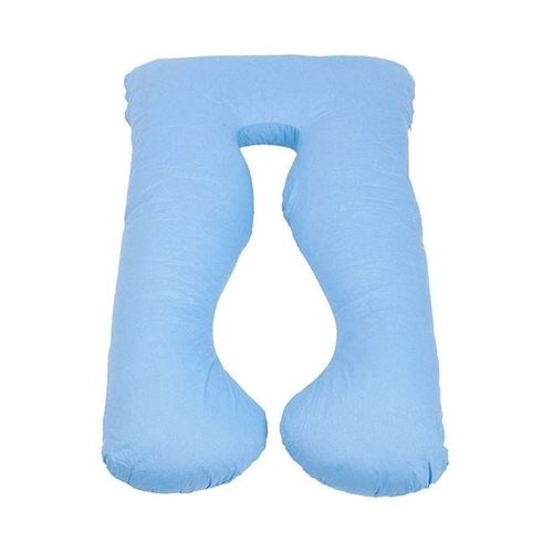 Comfortable U-Shaped Maternity Bed Pillow Cotton Light Blue 120x80centimeter