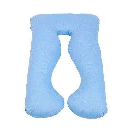 Body Contoured U Shaped Pregnancy Pillow Cotton Light Blue 140x80centimeter