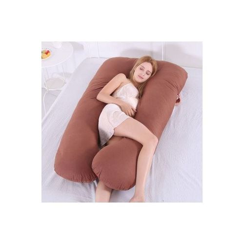 U Shape Cross Border Cotton Maternity Pillow Fabric Brown 30x12x30centimeter
