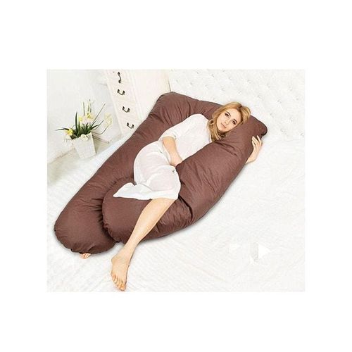 U-Shaped Maternity Pillow Cotton Brown 120x80centimeter