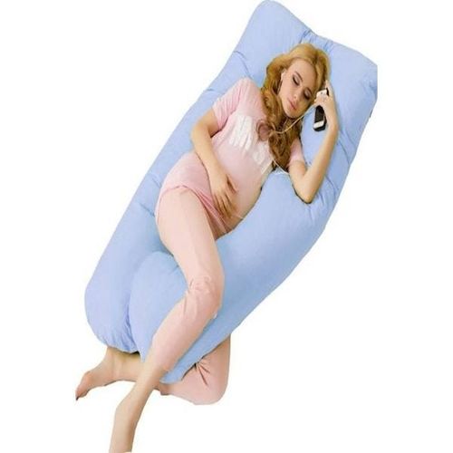 Comfortable U Shaped Maternity Pillow Cotton Blue 70x130centimeter