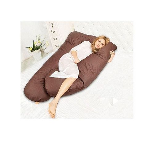 U-Shaped Maternity Pillow Cotton Brown 80x120centimeter