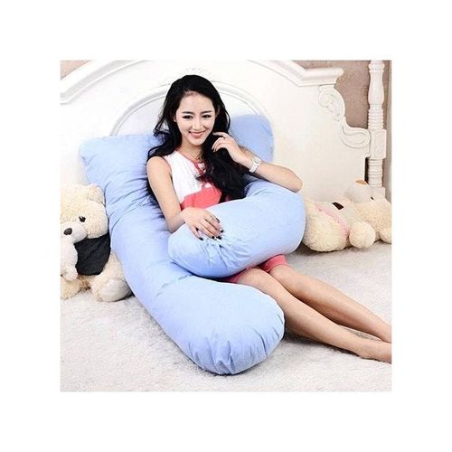 U-Shaped Maternity Pillow Cotton Blue 80x120centimeter