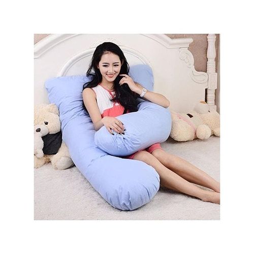 U-Shaped Maternity Pillow Cotton Blue 80x120centimeter