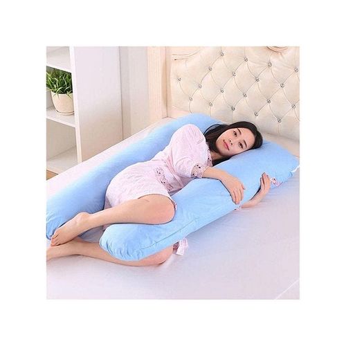 U-Shaped Maternity Pillow Cotton Blue 80x120centimeter