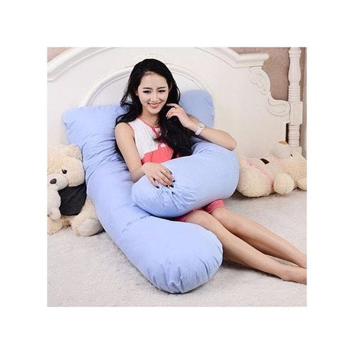 U-Shaped Maternity Pillow Cotton Blue 80x120centimeter