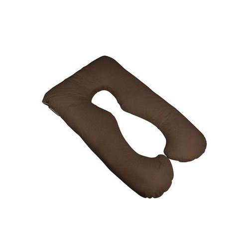 Comfortable U-Shaped Full Body Maternity Pillow Cotton Coffee Brown 120x80centimeter