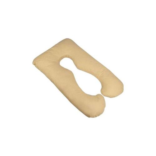 U Shape Polyester Filled Maternity Pillow Microfiber Beige 160 x 210centimeter
