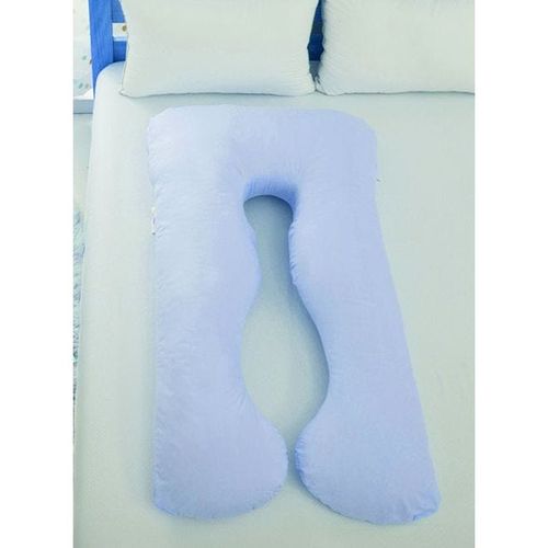 U-Shaped Pregnancy Pillow Cotton Blue 145x80x25centimeter