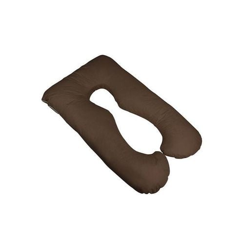 Comfortable U-Shaped Full Body Maternity Pillow Cotton Coffee Brown 120x80centimeter