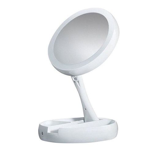 Double Sided LED Lighted Folding Mirror White