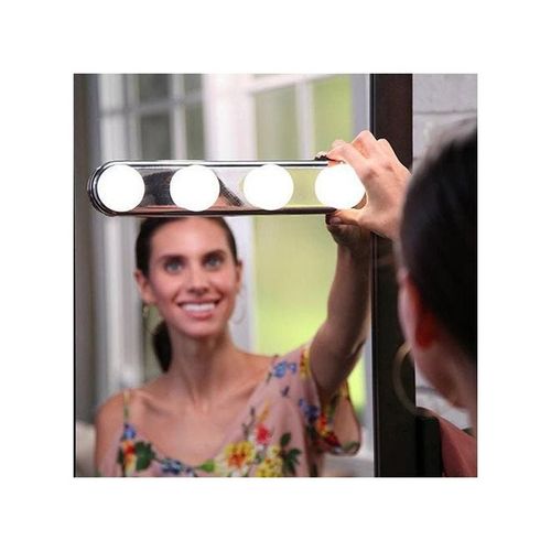 4 LED Bulb Cordless Makeup Studio Vanity Mirror Light White/Silver 7 x 9cm