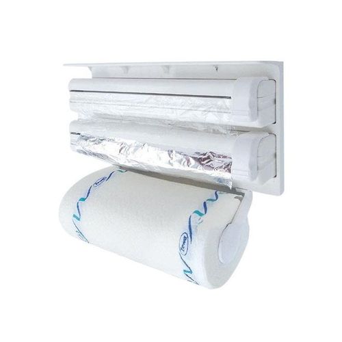 3-Tier Food Wrap And Tissue Dispenser White 37.5x18x7centimeter