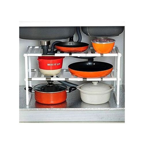 2-Tier Under Sink Kitchen Rack White 70x38x26cm