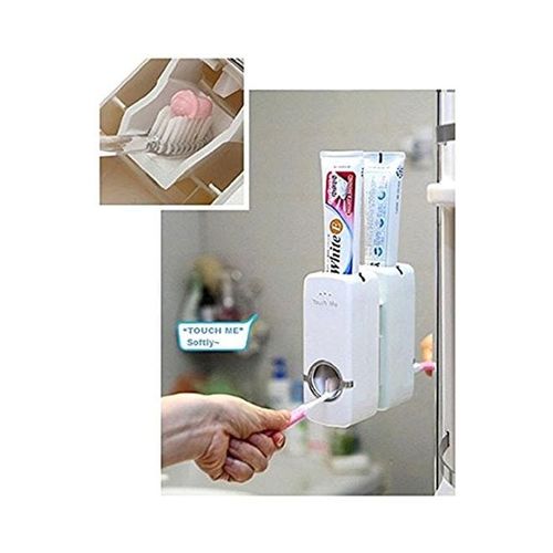 Automatic Toothpaste Dispenser And Toothbrush Holder White