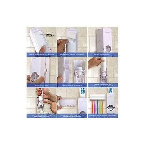 Automatic Toothpaste Dispenser And Toothbrush Holder White 7.2x2.5x8.5inch