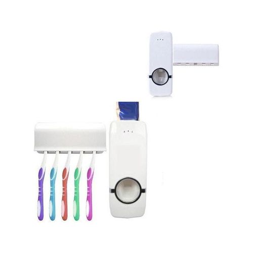 Automatic Toothpaste Dispenser Toothbrush Holder Set White 16 X 6 X 6cm