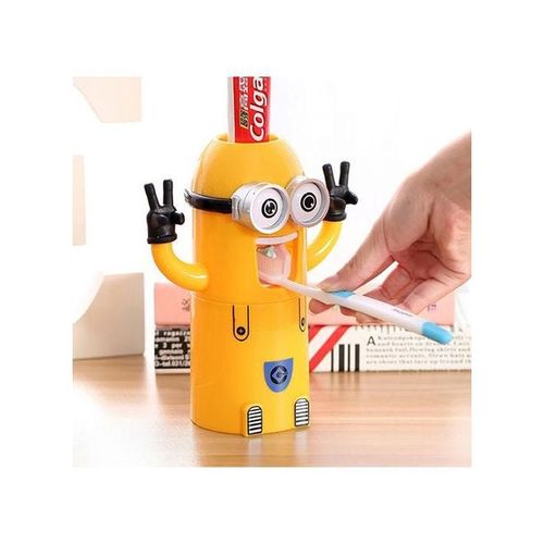 Automatic Toothbrush Holder With Toothpaste Dispenser Yellow 15centimeter