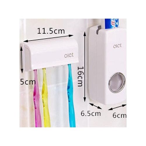 2-Piece Automatic Toothpaste Extruder And Toothbrush Box Set White