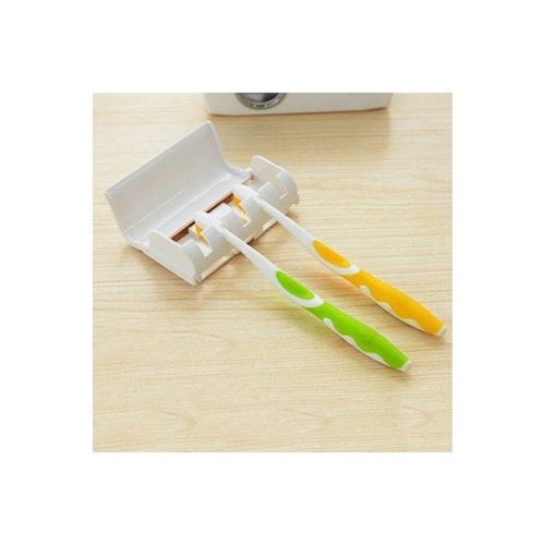 Wall Mount Automatic Toothpaste Dispenser White/Silver/Clear 11x3x5centimeter
