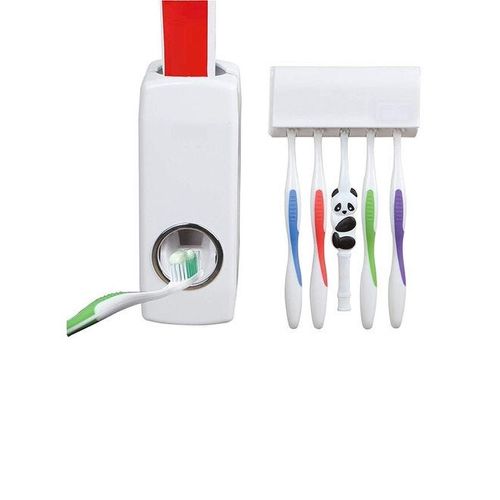 Automatic Toothpaste Dispenser And Toothbrush Holder White 155x60x60centimeter