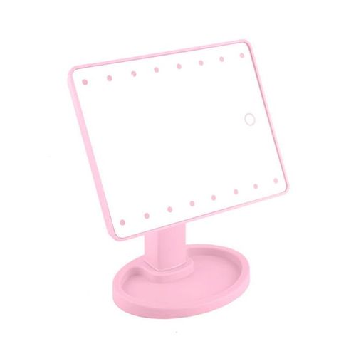 Makeup Mirror With LED Lights Pink 14x8x5inch