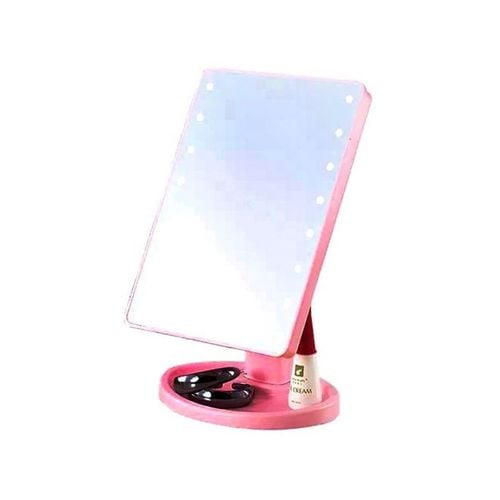 LED Adjustable Makeup Mirror Lmap Pink/White 29x6.7x17.5centimeter