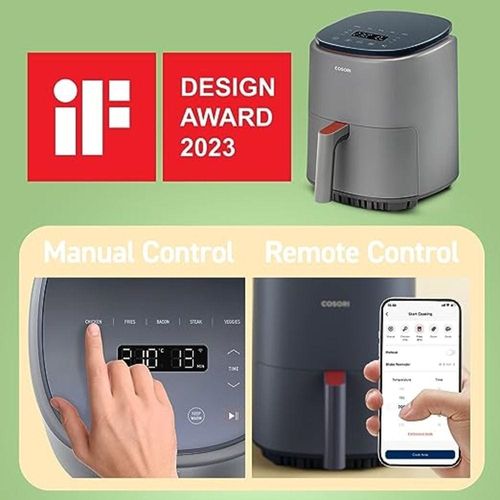 COSORI Lite 3.8L Smart Air Fryer | Up to 230℃ | 7 Functions | One-touch Operation | Online Recipes | Grey Color