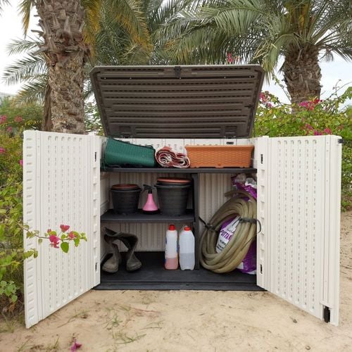 Camel Tough Outdoor Storage Cabinet with shelf, Heavy Duty, 964 Litres,Horizontal Shed-HTCCT-634