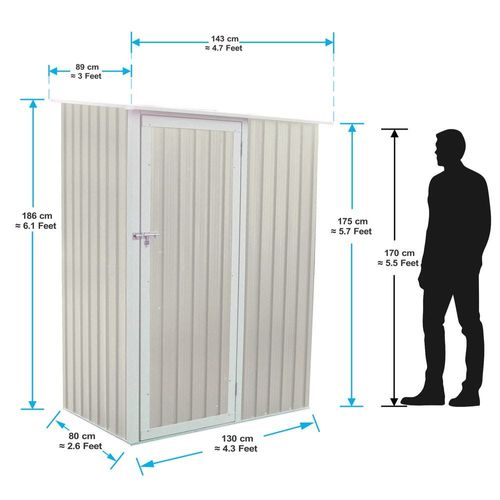 CamelTough Outdoor Metal Storage Shed, 4.7X3 feet, Garden Metal Shed Beige, CT-642
