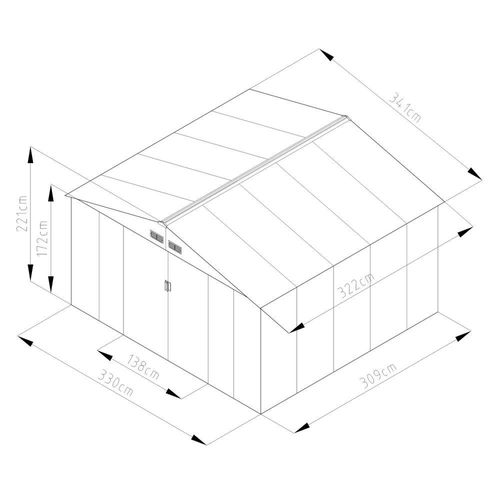 CamelTough Outdoor Metal Storage Shed, 11.2x10.6 feet, Garden Metal Shed Beige, CT-644