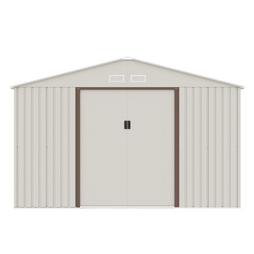 CamelTough Outdoor Metal Storage Shed, 11.2x10.6 feet, Garden Metal Shed Beige, CT-644