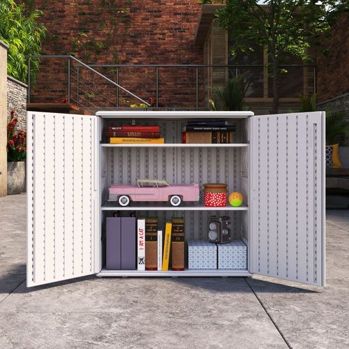 CamelTough Heavy Duty 233 Litre HDPE Storage Cabinet 87L x 38W x 92H cm with Door and 2 Shelves  1-Year Warranty, HTC-CT-637