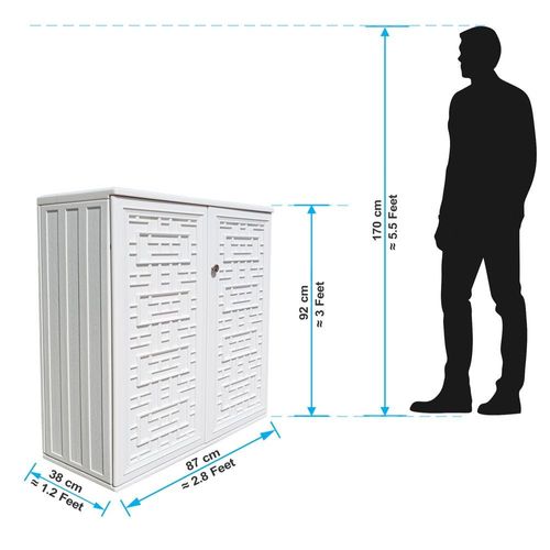 CamelTough Heavy Duty 233 Litre HDPE Storage Cabinet 87L x 38W x 92H cm with Door and 2 Shelves  1-Year Warranty, HTC-CT-637