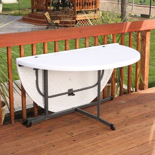 Lifetime 60 Inch, Round Commercial, Fold-in-Half Table,10 Year Limited warranty, White Granite Colour, LFT-5402