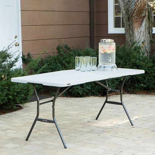 Lifetime 6 Ft Fold-In-Half Table, Rectangle, Residential, White Granite Colour, LFT-80333