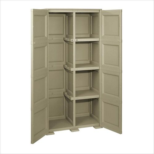 Tontarelli Storage Cabinet, Made in Italy for Home, Office & Outdoor, Garage Organizer, Multipurpose Storage Cupboard with 3 Shelves, 5 compartments (4 regular & 1 vertical), 79L x 43W x 164H cm, Greyish Brown, TRL-8085555908
