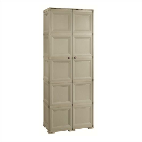 Tontarelli Storage Cabinet, Made in Italy, for Home, Office & Outdoor, Garage Organizer, Multipurpose Storage Cupboard with 5 Shelves, 7 compartments (6 regular & 1 vertical), 79L x 43W x 203H cm, Greyish Brown, TRL-8085558908