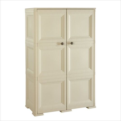 Tontarelli Shoe Cabinet, Made in Italy, for Outdoor, Home & Office, Multipurpose Storage Cupboard Organizer with 6 Compartments, Multiple Shelves & 6 Side Pockets, 79L x 43W x 125H cm, Cream, TRL-8086050210